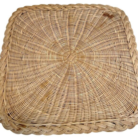Retro Boho Square Woven Rattan Wicker Raffia Hot Pad Trivets Set Braided Edge - Picture 6 of 10